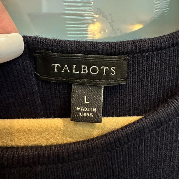 Talbots Dark Navy Long Sleeve Ponte Knit Heavy Sweater Shift Dress Size Large L - Picture 5 of 7